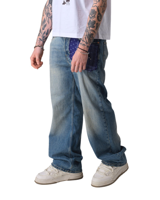 Patchwork Denim Brushed Blue